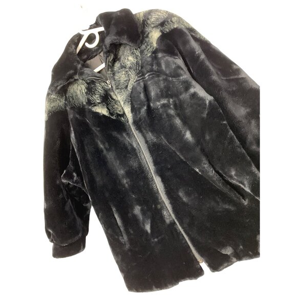 Vintage 90s Hillmoor NY Black Faux Fur Coat Zip Size L/XL RD10707 Teddy EUC USA - Picture 5 of 10
